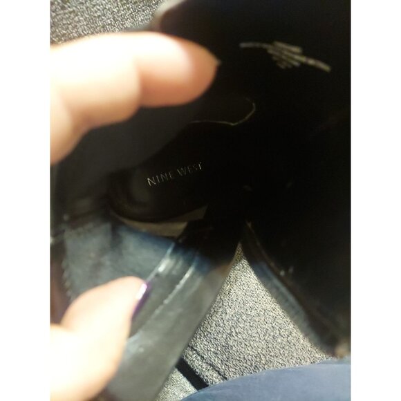 Ninewest Platform Stilletto Black Boots Size 7M Winter Holiday Shoes Zipper - Picture 7 of 10